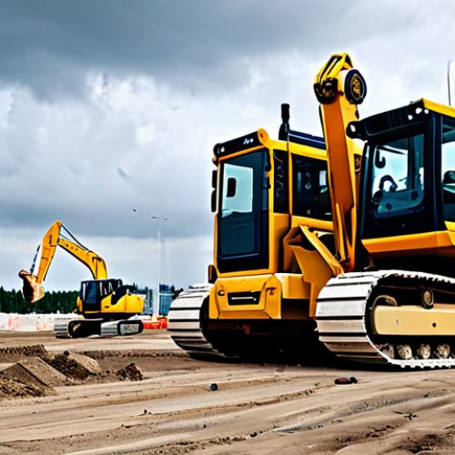 AI-Powered Construction Site**

"A bustling construction site of the future, featuring autonomous construction vehicles (bulldozers, cranes) operating efficiently, supervised by engineers in hard hats analyzing data on tablets, fully clothed, professional attire, safe for work, appropriate content, perfect anatomy, correct proportions, natural pose, daytime, overcast sky, realistic rendering, high-resolution, modern construction equipment, modest, family-friendly."

**