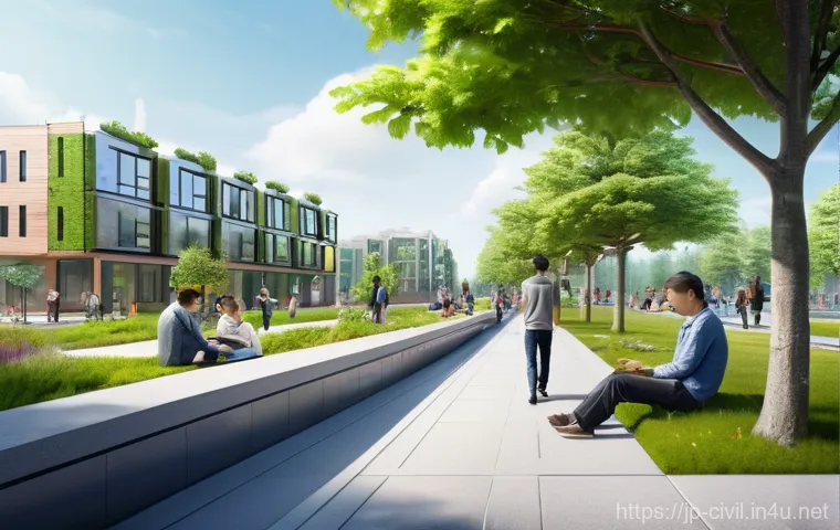 토목공학의 미래 기술 전망 - **Prompt 2: Resilient Green Construction Site**
    A dynamic, slightly elevated view of an advanced...