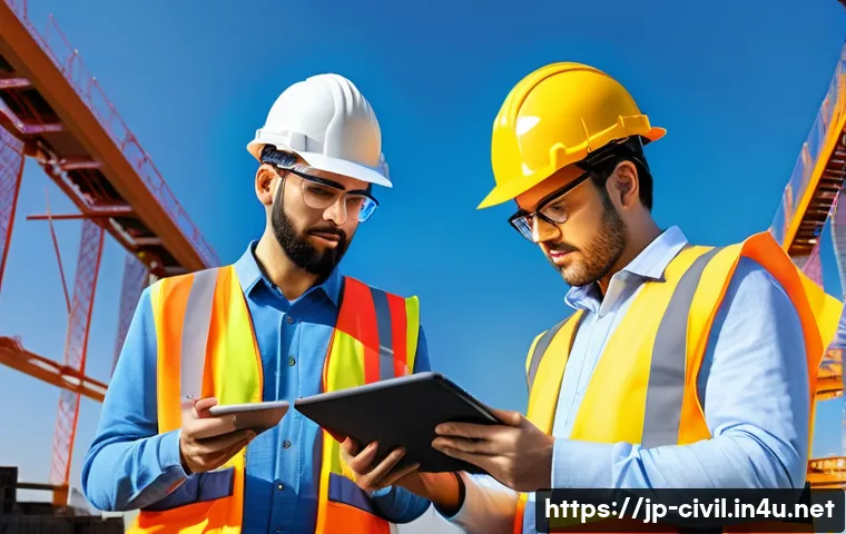 토목공학에서 BIM 빌딩 정보 모델링 활용 - A highly detailed 3D construction site scene showcasing a large civil engineering project involving ...